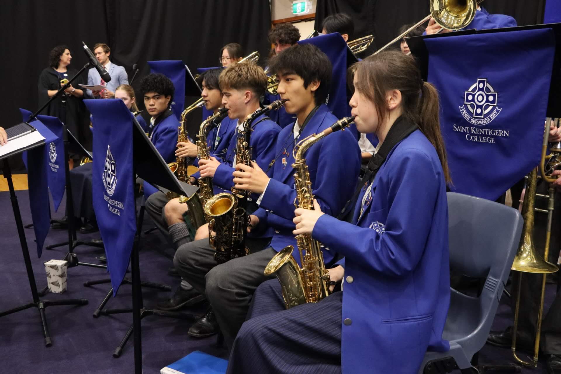 The saxophone section performing with Saint Kentigern Big Band